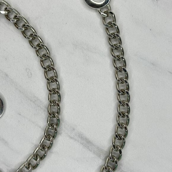 Kate Spade Silver Tone Curb Chain Spade Logo Charm Station Belt One Size (OS) ✨ main image 4